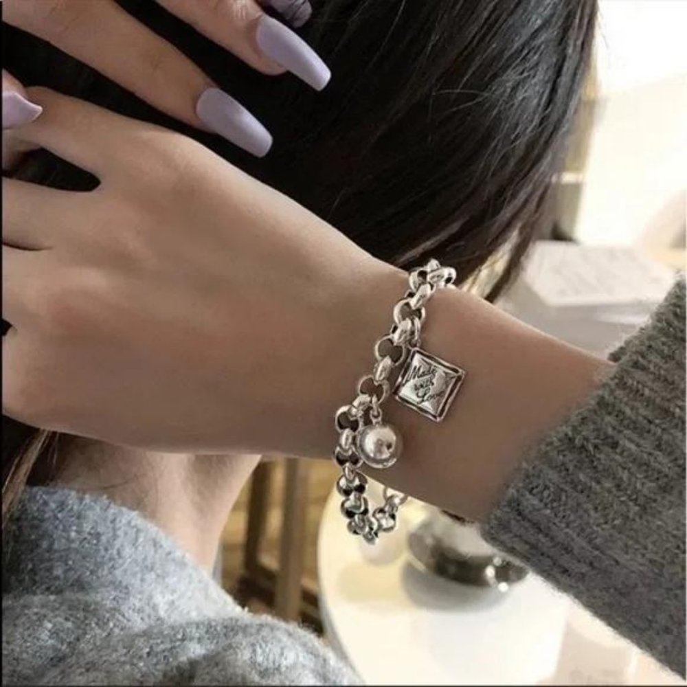 NEW ENGLISH SQUARE 925 STERLING SILVER BRACELET - Picture 5 of 5